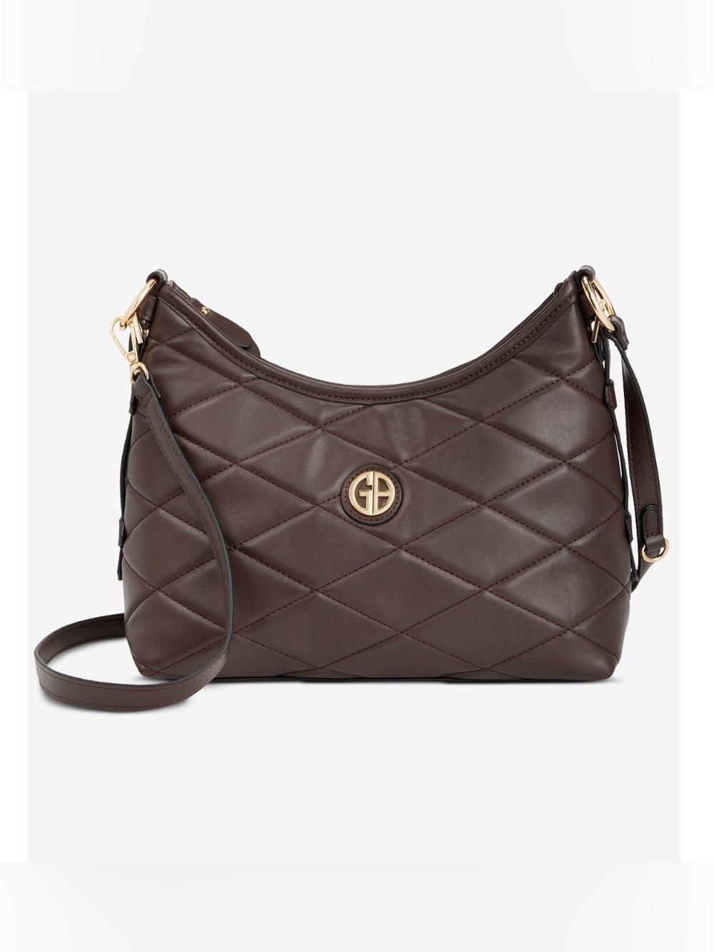 Giani Bernini Soft Quilted Shoulder C/B Bag. Brown/Gold.